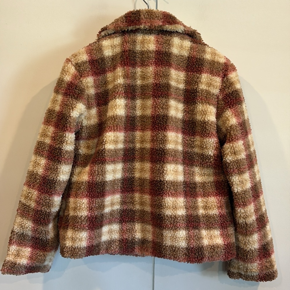 Avec Les Filles Plaid Faux Shearling Trucker Jacket XS Teddy Sherpa Oversized - Picture 6 of 12